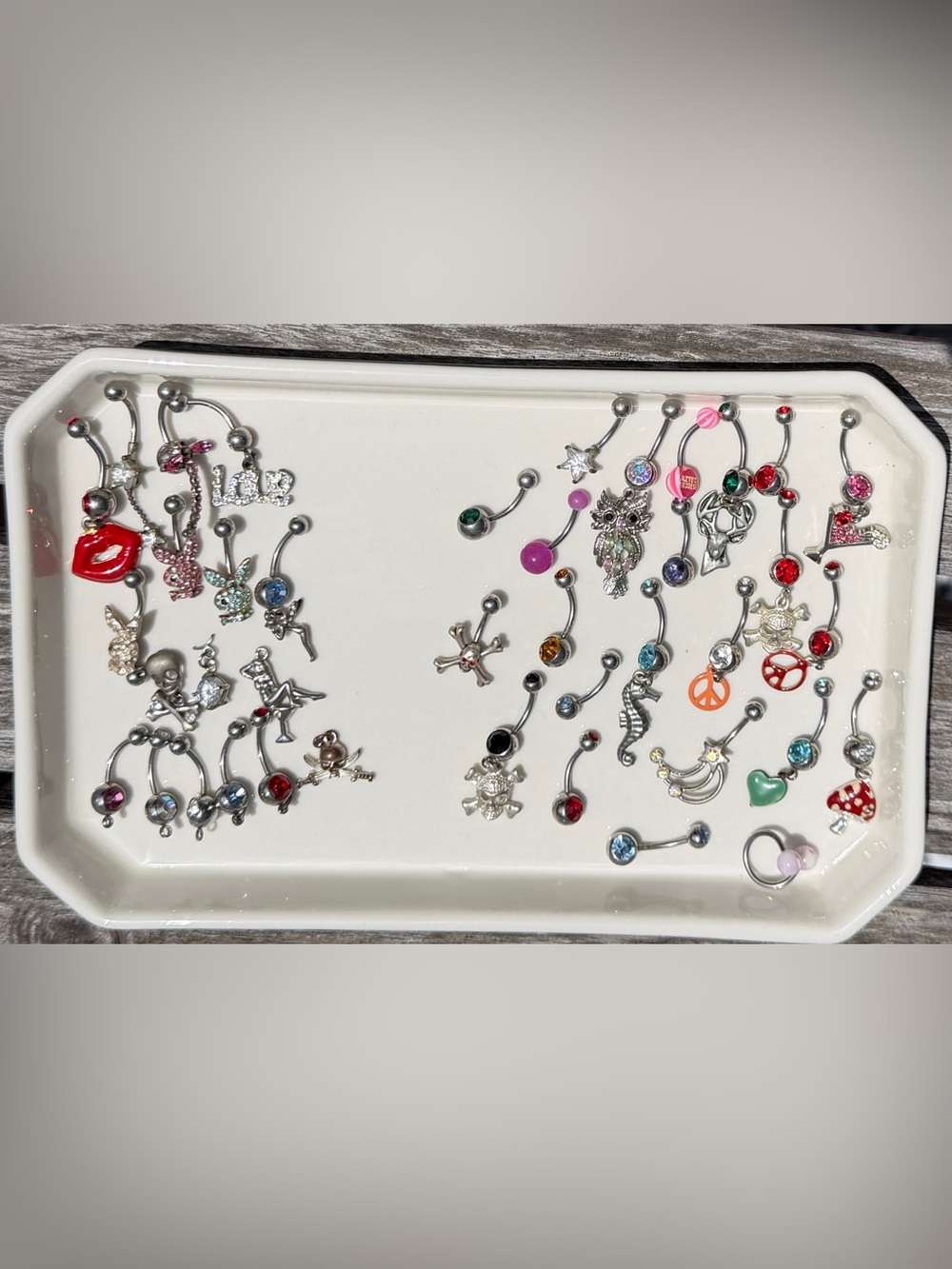 Lot of 36 Belly Button Rings Authentic 2000’s Y2K Vintage Piercing Dangle Charms